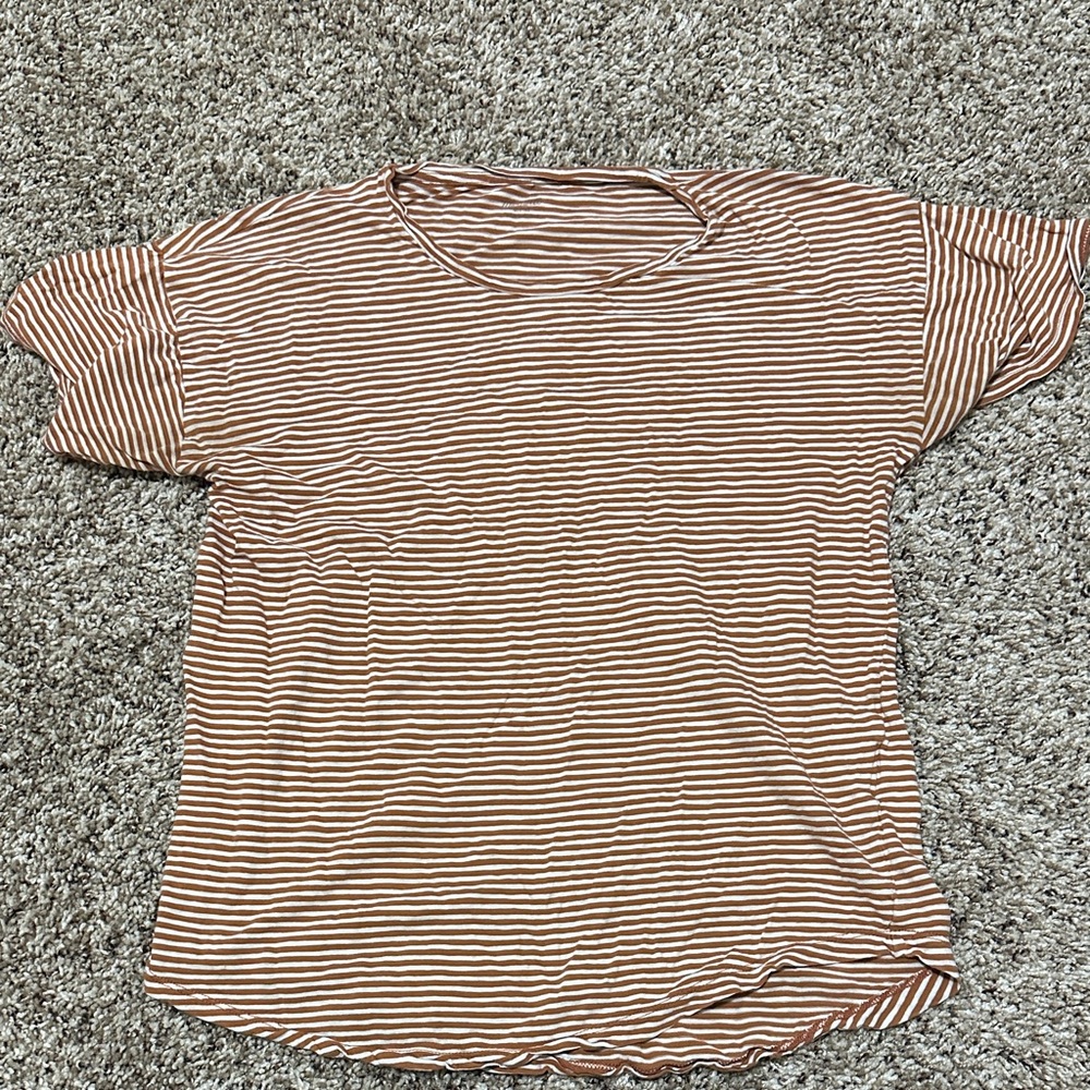 Madewell Brown and White Striped Crop Top